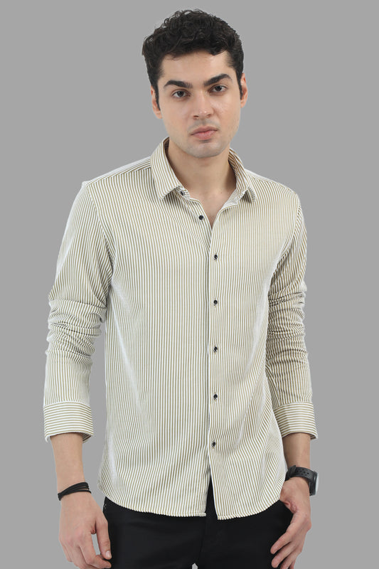 Beige Striped Casual Shirt