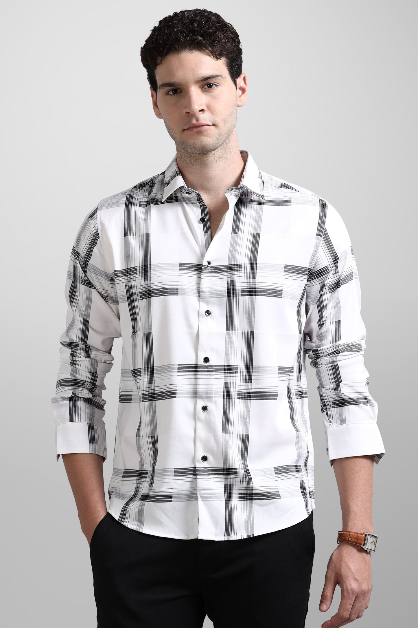 Premium White Check Shirt