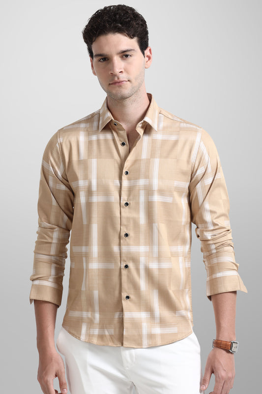 Premium Cream White Check Shirt