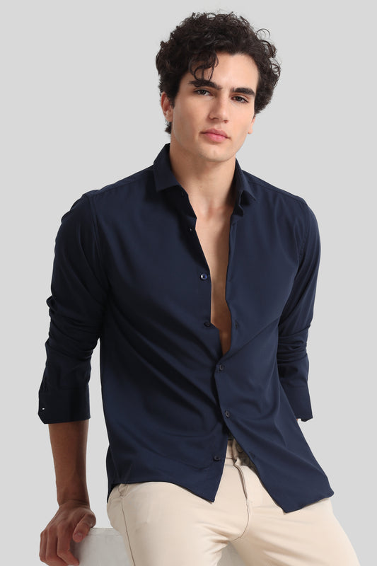 Trendy Navy Blue Formal Shirt