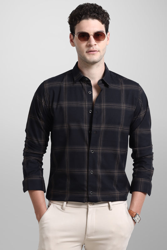 Premium Black Gold Check Shirt