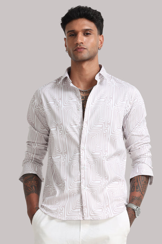 White Swirls Print Shirt