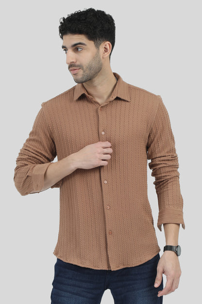 Oldlove Brown Textured Shirt