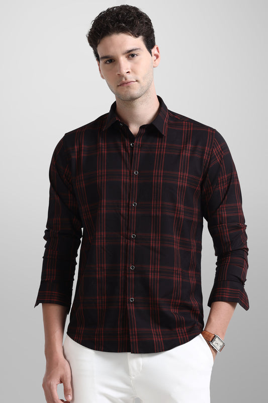 Premium Berry Red Check Shirt
