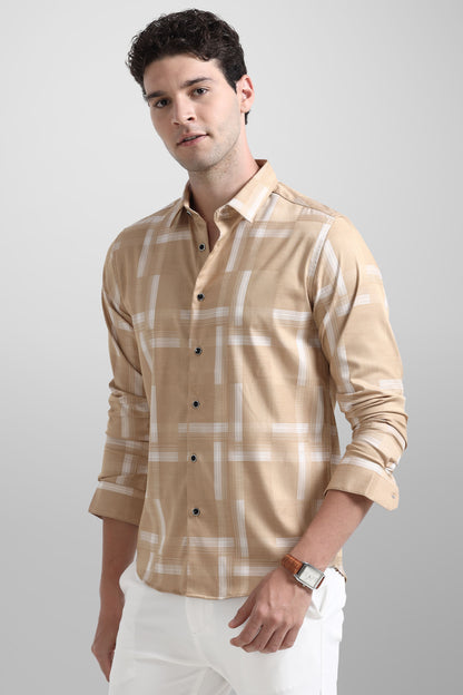 Premium Cream White Check Shirt