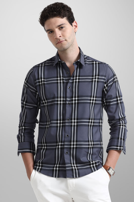 Premium Berry Blue Check Shirt