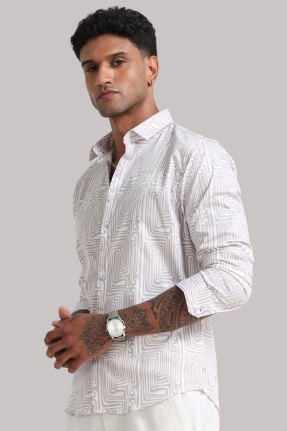 White Swirls Print Shirt