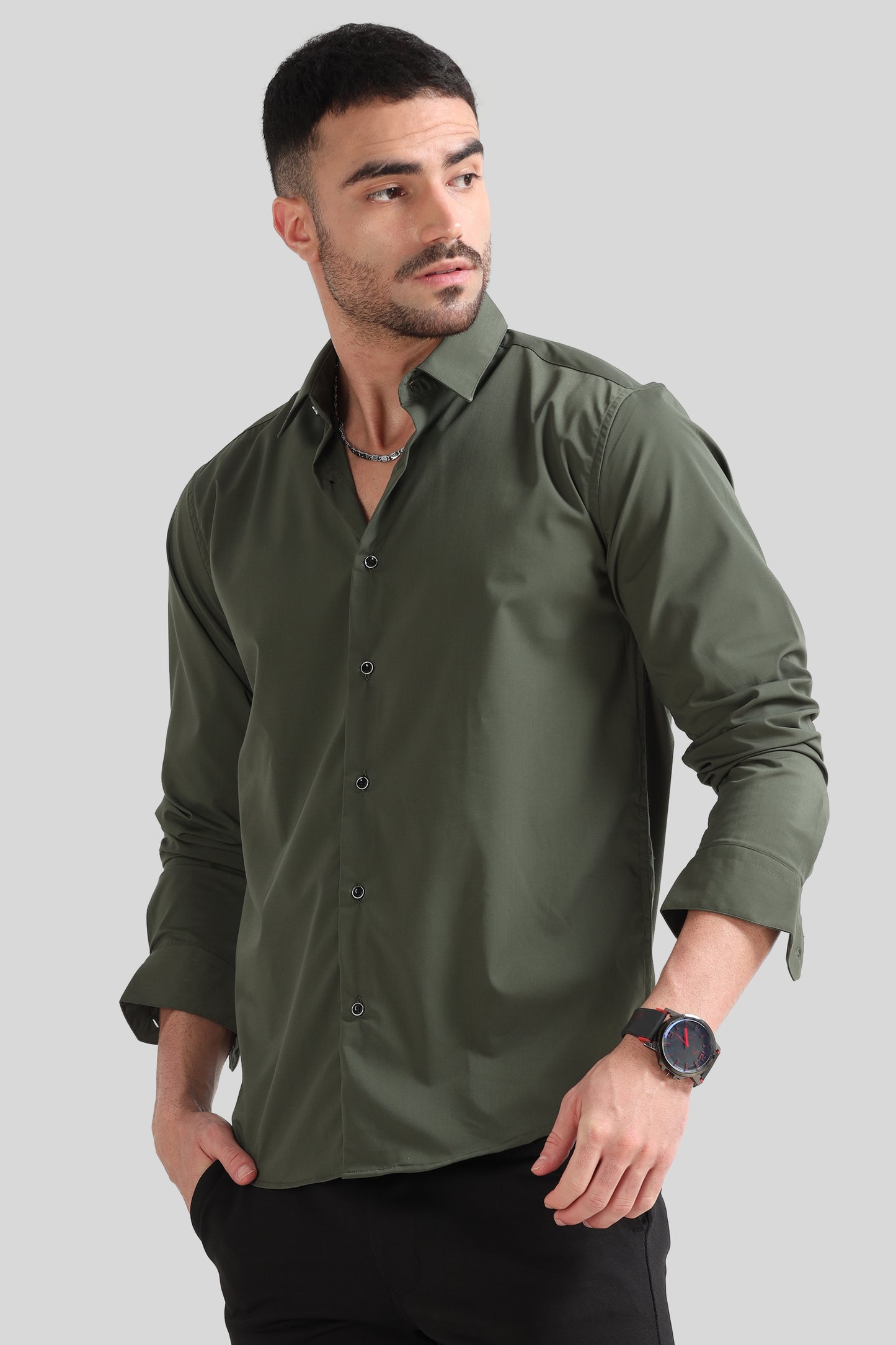 Olive Green Formal Shirt