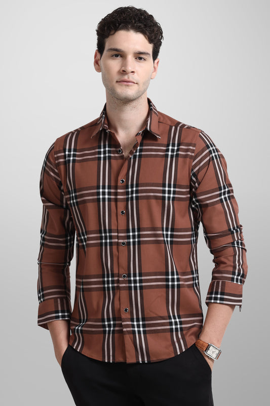 Premium  Brown Check Shirt