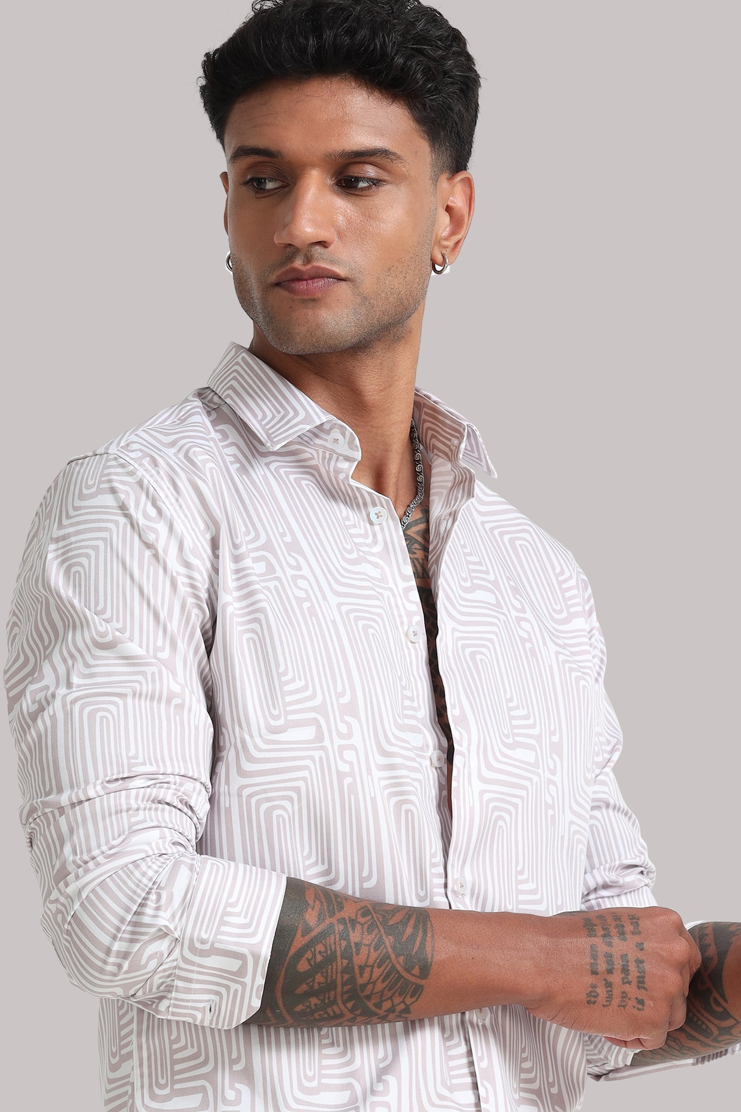 White Swirls Print Shirt