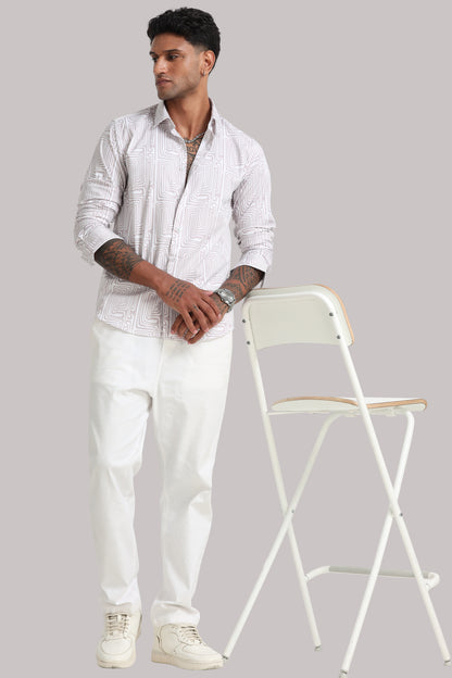 White Swirls Print Shirt