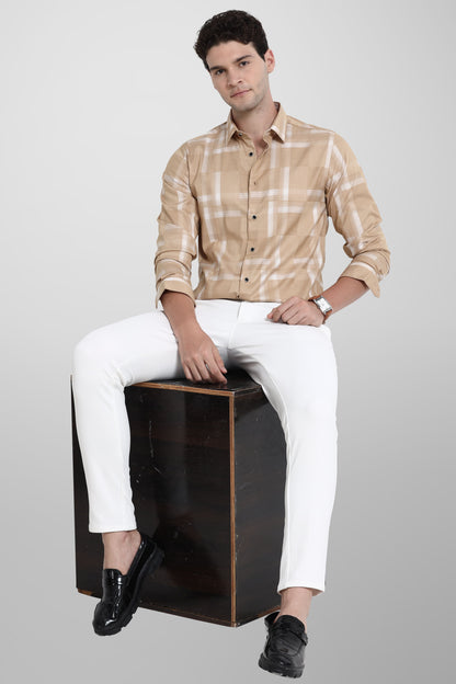 Premium Cream White Check Shirt