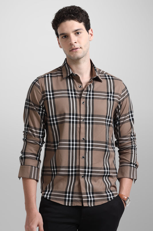 Premium Berry Brown Check Shirt