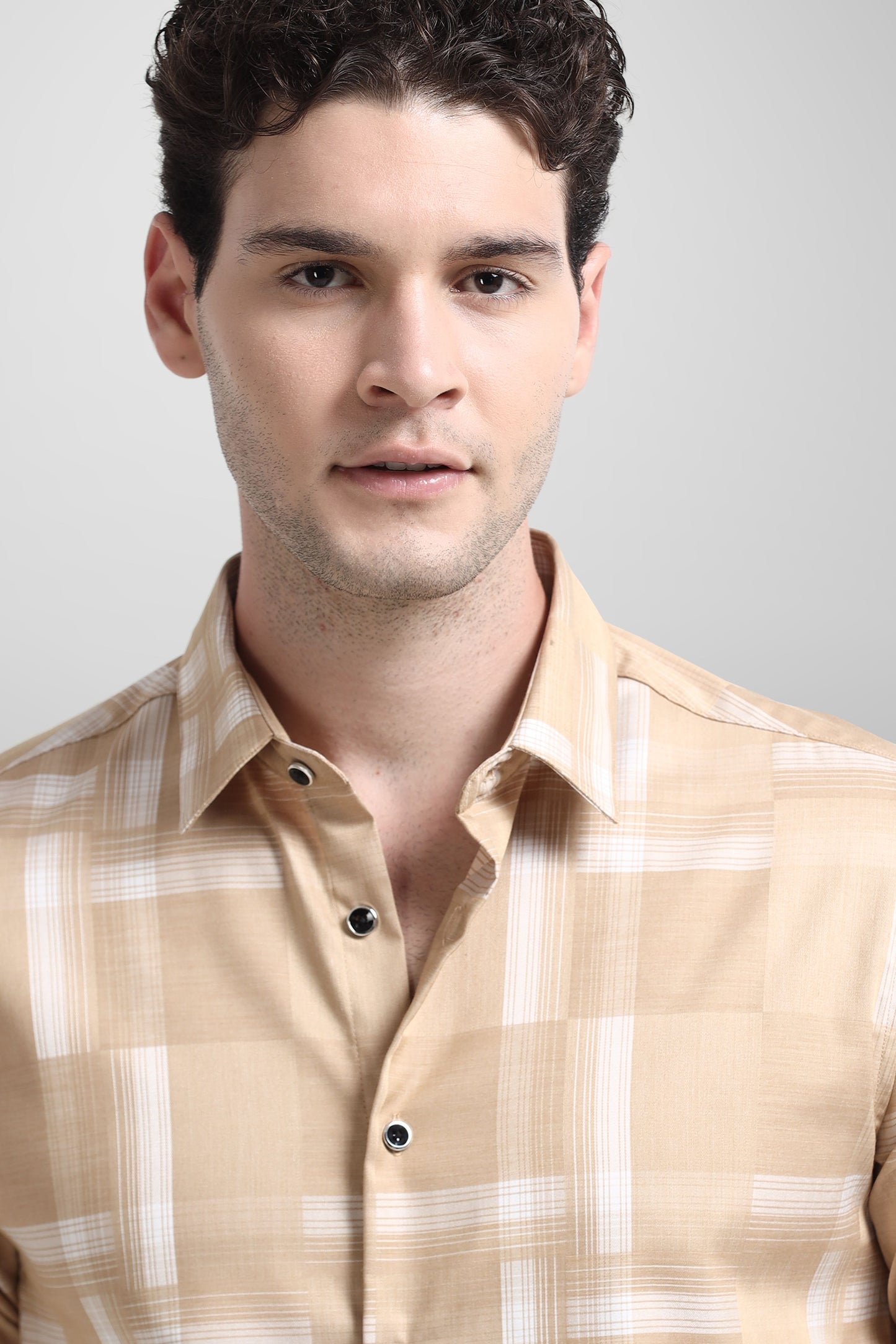 Premium Cream White Check Shirt